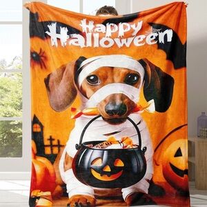 Pumpkin Halloween throw blanket, house blanket, holiday bedding, travel blanket